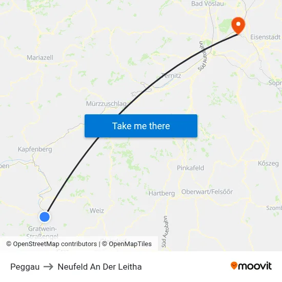 Peggau to Neufeld An Der Leitha map