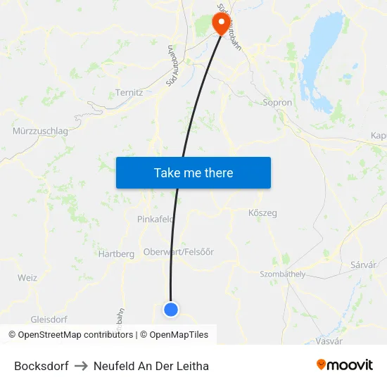 Bocksdorf to Neufeld An Der Leitha map