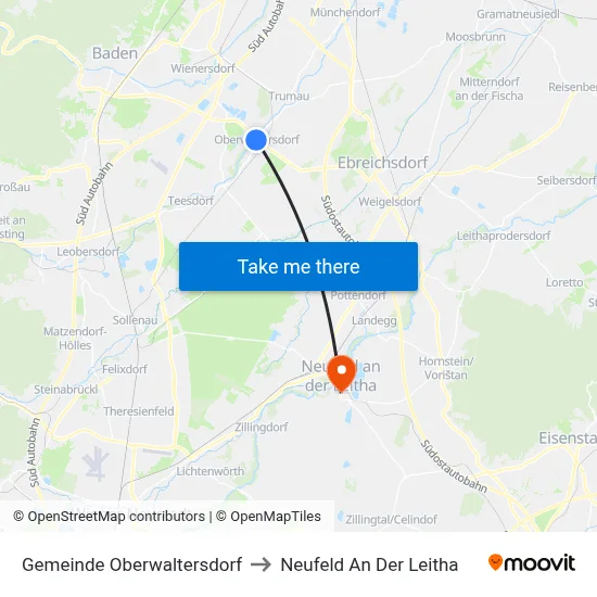 Gemeinde Oberwaltersdorf to Neufeld An Der Leitha map
