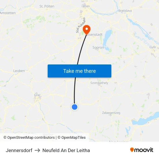 Jennersdorf to Neufeld An Der Leitha map