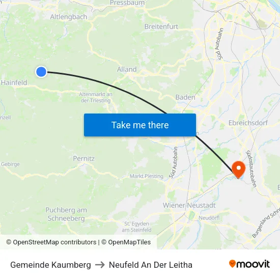Gemeinde Kaumberg to Neufeld An Der Leitha map