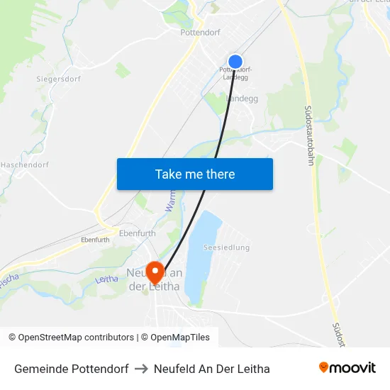 Gemeinde Pottendorf to Neufeld An Der Leitha map