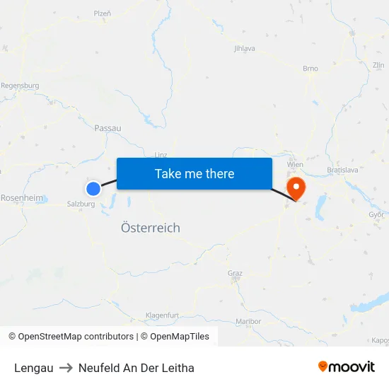 Lengau to Neufeld An Der Leitha map