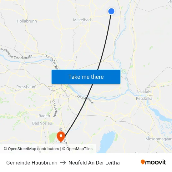 Gemeinde Hausbrunn to Neufeld An Der Leitha map