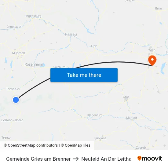 Gemeinde Gries am Brenner to Neufeld An Der Leitha map