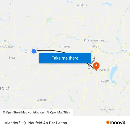 Viehdorf to Neufeld An Der Leitha map