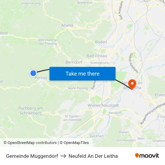 Gemeinde Muggendorf to Neufeld An Der Leitha map