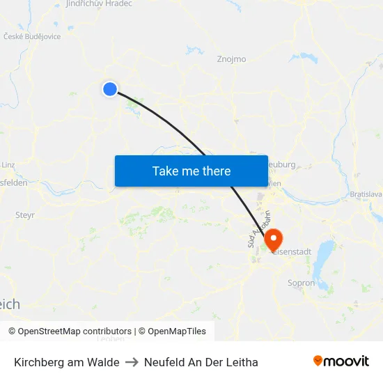 Kirchberg am Walde to Neufeld An Der Leitha map