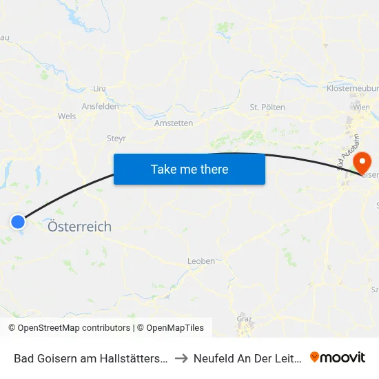 Bad Goisern am Hallstättersee to Neufeld An Der Leitha map
