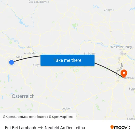 Edt Bei Lambach to Neufeld An Der Leitha map