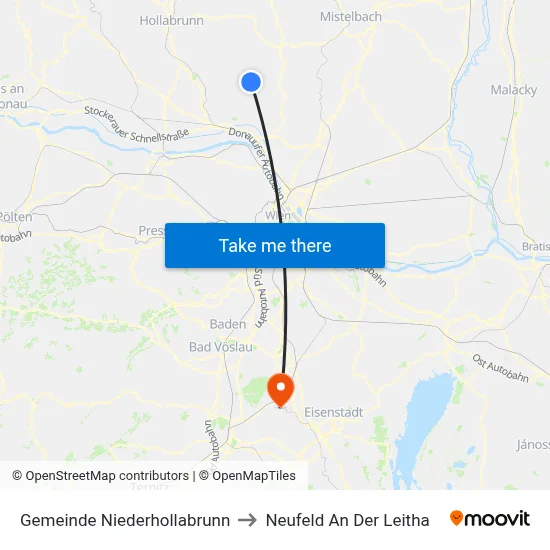 Gemeinde Niederhollabrunn to Neufeld An Der Leitha map