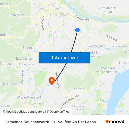 Gemeinde Rauchenwarth to Neufeld An Der Leitha map