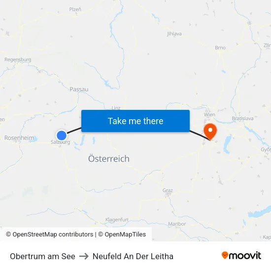 Obertrum am See to Neufeld An Der Leitha map