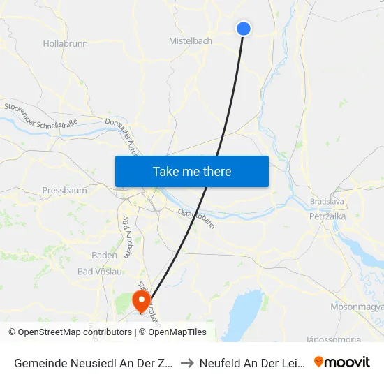 Gemeinde Neusiedl An Der Zaya to Neufeld An Der Leitha map