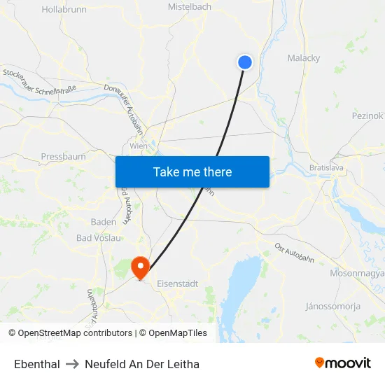 Ebenthal to Neufeld An Der Leitha map