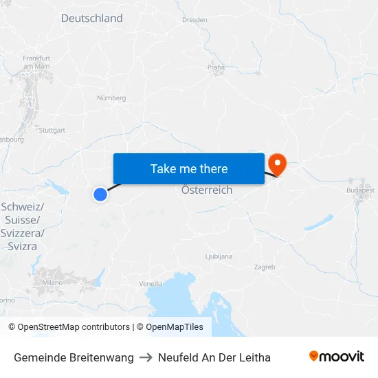 Gemeinde Breitenwang to Neufeld An Der Leitha map
