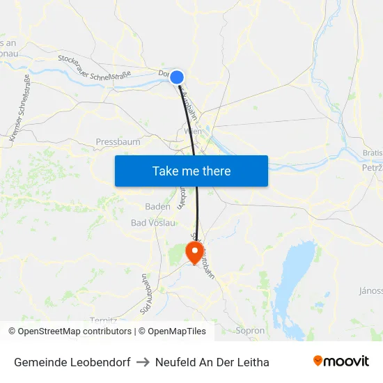 Gemeinde Leobendorf to Neufeld An Der Leitha map