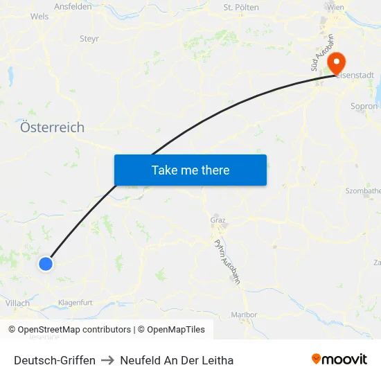 Deutsch-Griffen to Neufeld An Der Leitha map