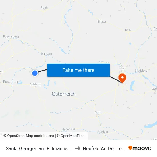Sankt Georgen am Fillmannsbach to Neufeld An Der Leitha map
