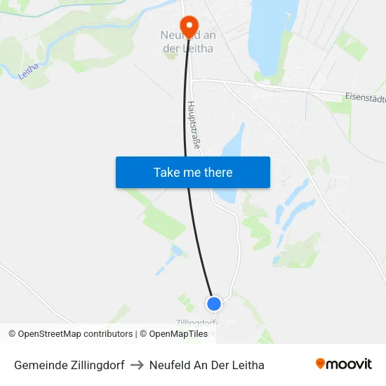 Gemeinde Zillingdorf to Neufeld An Der Leitha map