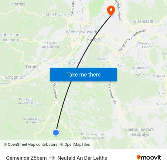 Gemeinde Zöbern to Neufeld An Der Leitha map
