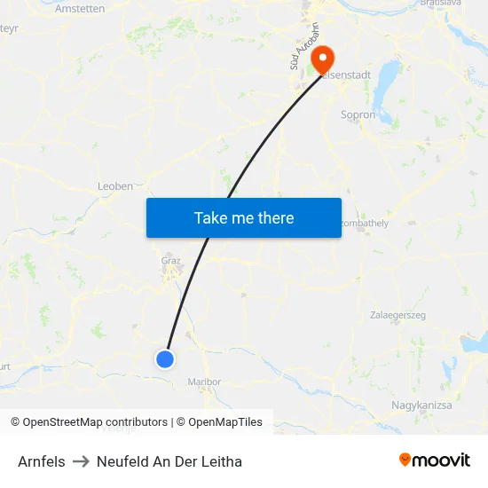 Arnfels to Neufeld An Der Leitha map