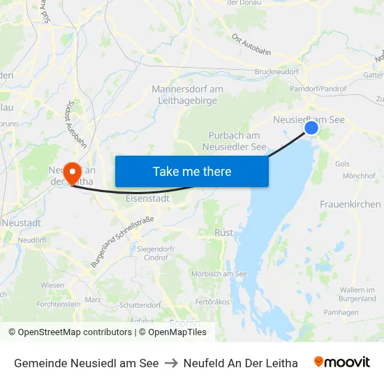 Gemeinde Neusiedl am See to Neufeld An Der Leitha map