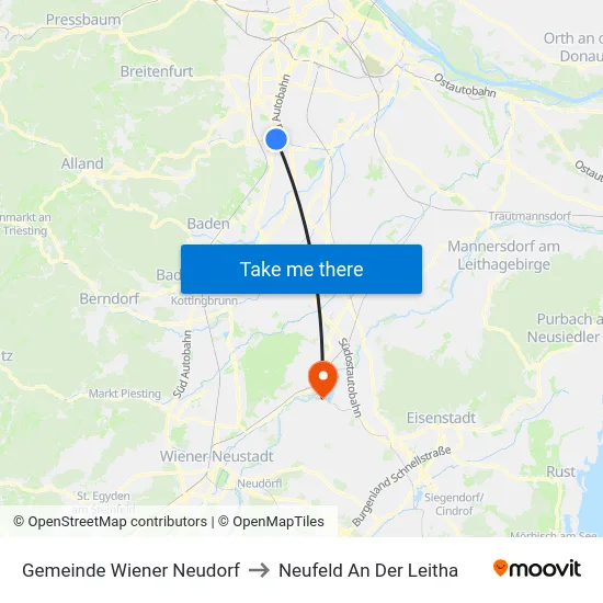 Gemeinde Wiener Neudorf to Neufeld An Der Leitha map