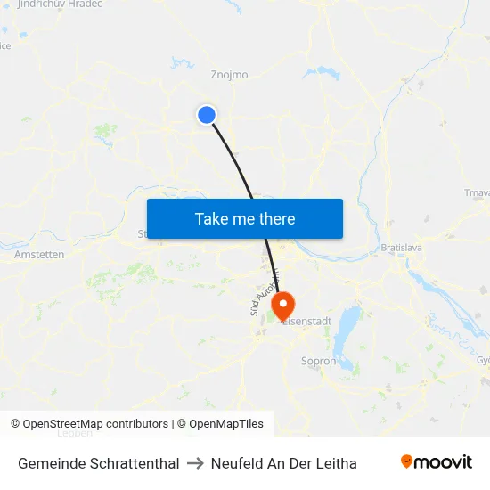 Gemeinde Schrattenthal to Neufeld An Der Leitha map