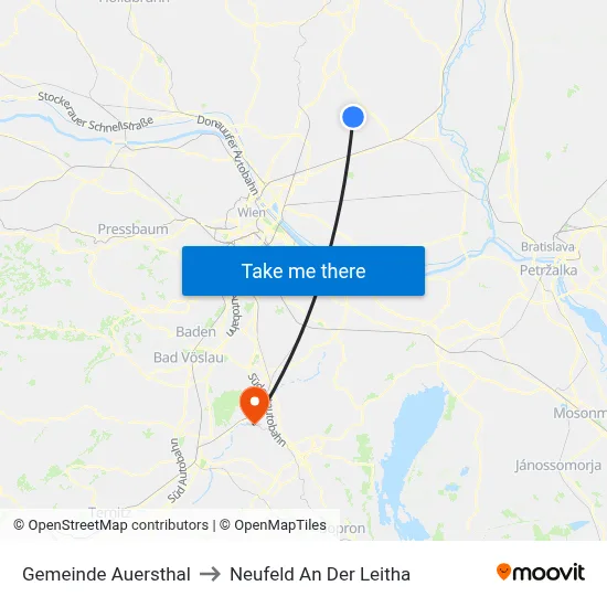 Gemeinde Auersthal to Neufeld An Der Leitha map