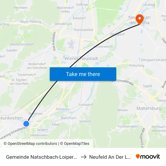 Gemeinde Natschbach-Loipersbach to Neufeld An Der Leitha map