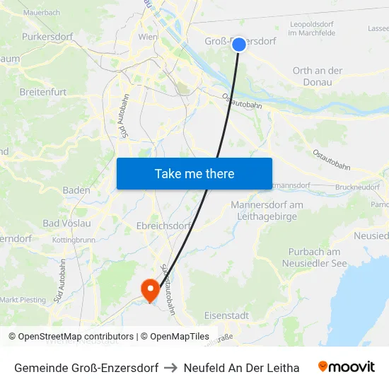 Gemeinde Groß-Enzersdorf to Neufeld An Der Leitha map