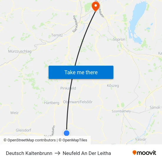 Deutsch Kaltenbrunn to Neufeld An Der Leitha map