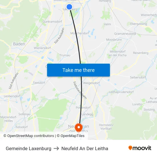 Gemeinde Laxenburg to Neufeld An Der Leitha map