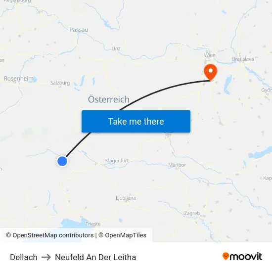 Dellach to Neufeld An Der Leitha map