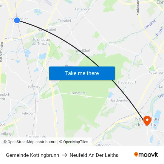 Gemeinde Kottingbrunn to Neufeld An Der Leitha map