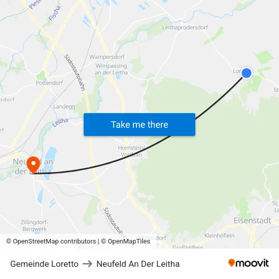 Gemeinde Loretto to Neufeld An Der Leitha map