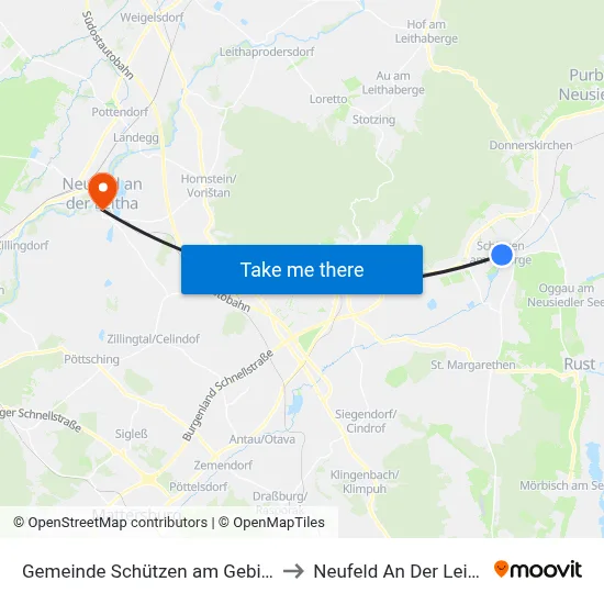 Gemeinde Schützen am Gebirge to Neufeld An Der Leitha map