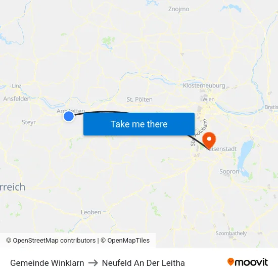 Gemeinde Winklarn to Neufeld An Der Leitha map