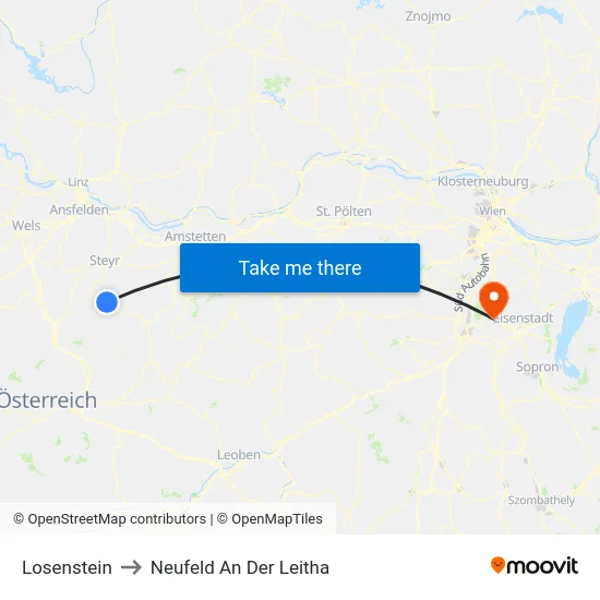 Losenstein to Neufeld An Der Leitha map