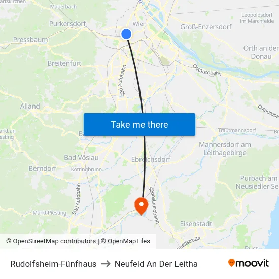 Rudolfsheim-Fünfhaus to Neufeld An Der Leitha map
