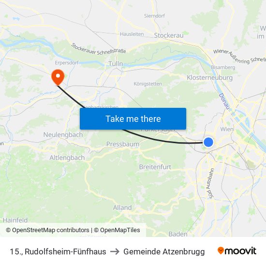 15., Rudolfsheim-Fünfhaus to Gemeinde Atzenbrugg map