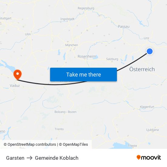 Garsten to Gemeinde Koblach map