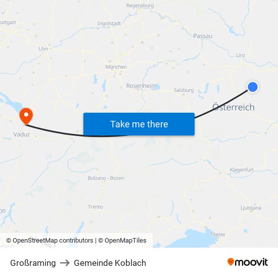 Großraming to Gemeinde Koblach map