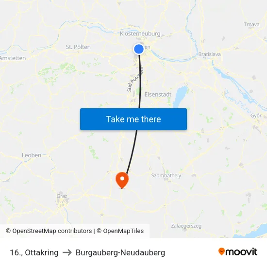 16., Ottakring to Burgauberg-Neudauberg map