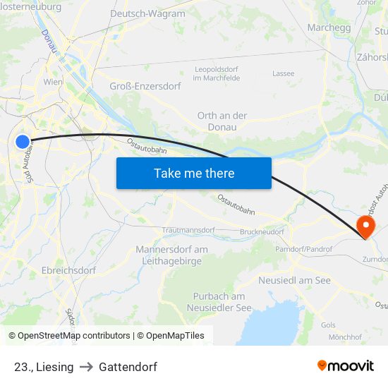 23., Liesing to Gattendorf map