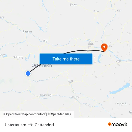 Untertauern to Gattendorf map