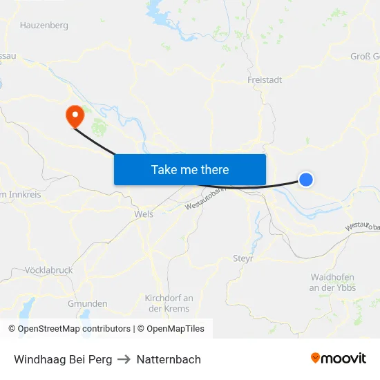 Windhaag Bei Perg to Natternbach map