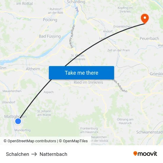 Schalchen to Natternbach map