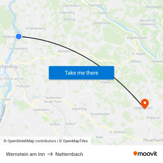 Wernstein am Inn to Natternbach map
